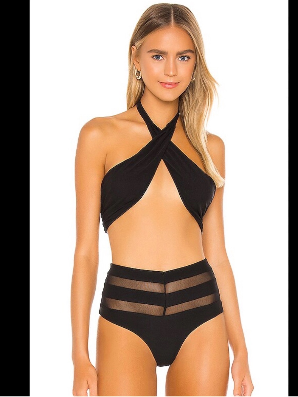 Tularosa Black Twist Front Bandeau Top- Cher top